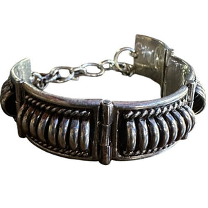 Vintage TC Sterling Silver Panel Bracelet 47.92g Adjustable 8.5”