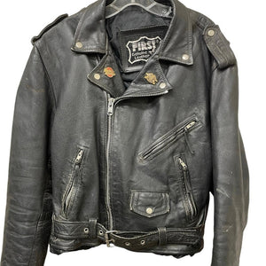 First Genuine Black Leather Jacket Harley Davidson Size 44