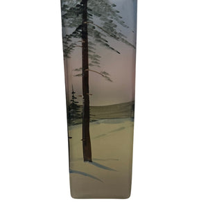 Enamel Painted Art Glass Scenic Forest Vase Made in Czecholovakia