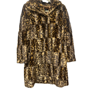 Jones New York Coat Cheetah Print Faux Fur Medium