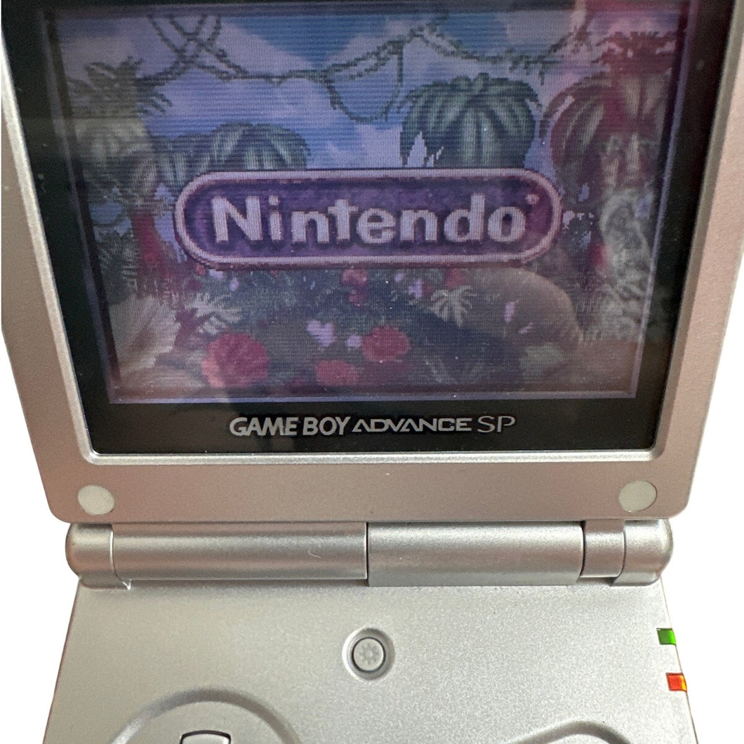 Nintendo Game Boy Advance SP Platinum w/charger, case, game AGS001 WORKS GBA