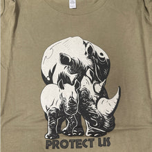 Load image into Gallery viewer, Rhinos Without Borders Shirt Protect Us Large Long Sleeve For Love Of All Things Nonprofit
