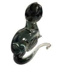Load image into Gallery viewer, Murano Style Hand Blown Smoky Glass Cat Figurine 6” Vintage Look
