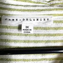 Load image into Gallery viewer, Jane + Delancey 3X Green White Striped Roll Tab Button Shirt Pool Cover Up

