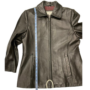 Liz Claiborne Vintage Leather Jacket Large Black Lined Med