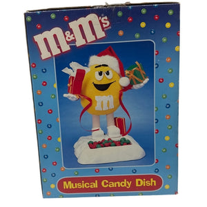 M & M's Musical Candy Dish Yellow Christmas Music Vintage New