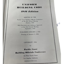 Load image into Gallery viewer, Uniform Building Code 1946 Hardcover Pacific Coast Vintage Book
