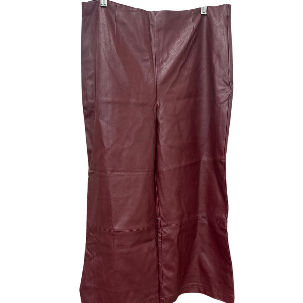 Faux Leather Guess Pants New Burgundy Size 12