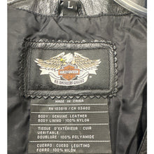 Load image into Gallery viewer, Harley-Davidson Women’s Black Leather Lace Up Vest Wing Logo Large
