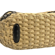 Load image into Gallery viewer, Brighton Straw &amp; Black Faux Croc Shoulder Bag – Western Scroll Design, Rhinestones
