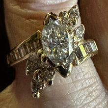 Load image into Gallery viewer, Vintage 14K Gold 2.08CTW Marquise Diamond Bypass Ring Size 7 6.01g
