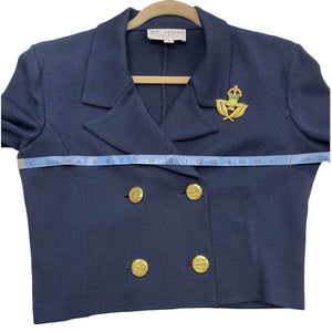 St. John Women’s Navy/Red Double Breasted Cardigan Size 8