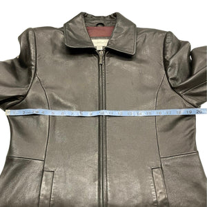 Liz Claiborne Vintage Leather Jacket Large Black Lined Med