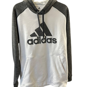 Adidas Climawarm Pullover Hoodie Large Comfy White & Grey