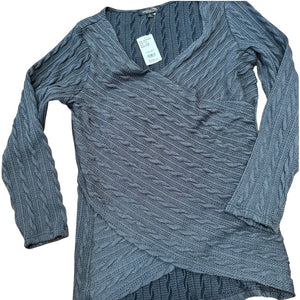 Suzanne Betro Cable Knit Surplice Sweater 1X Charcoal NWT
