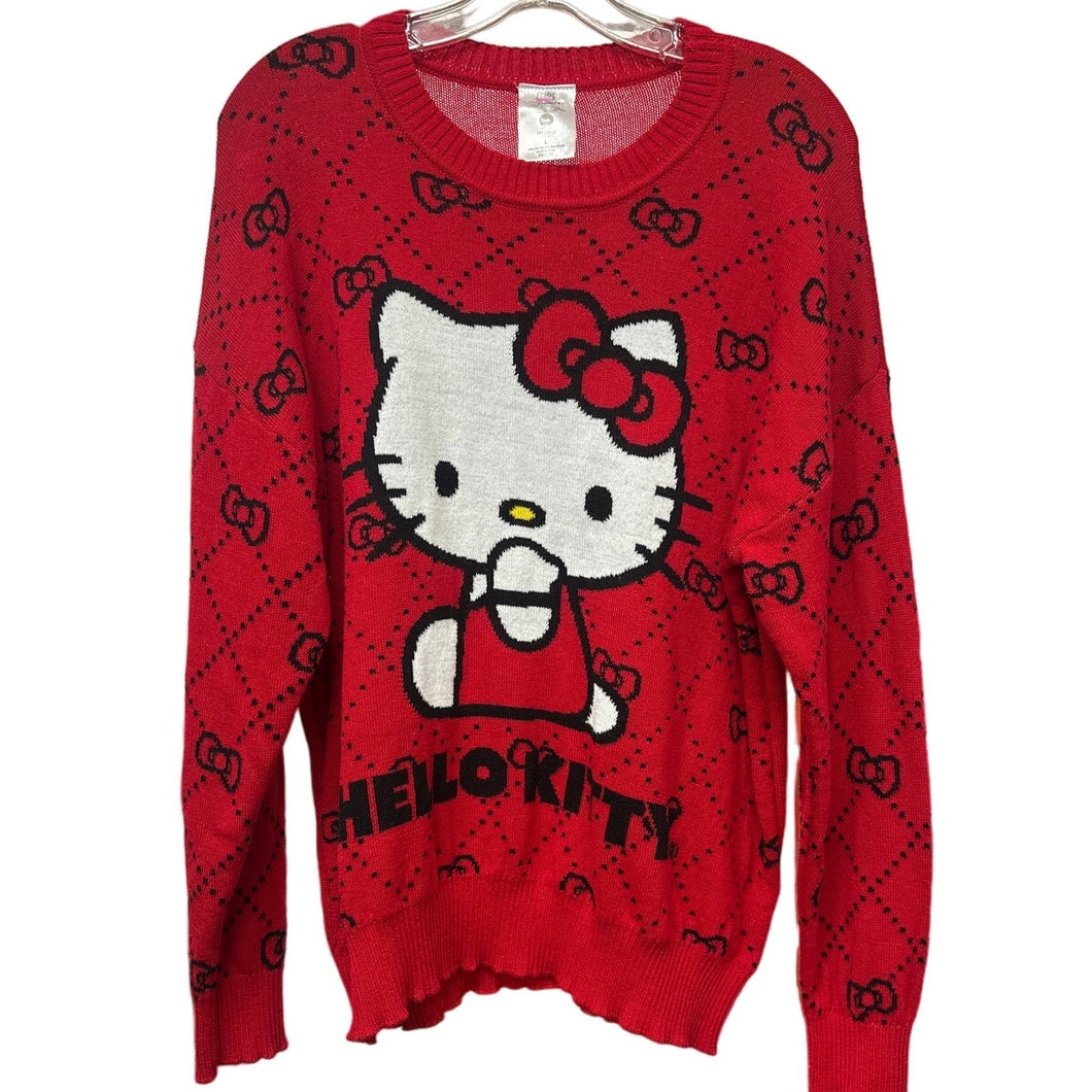 Hello Kitty Sweater Sanrio Graphic Red Large