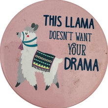 Load image into Gallery viewer, Magenta Llama Trinket Key Tray &amp; 3 Coasters Funny Llama Decor Set
