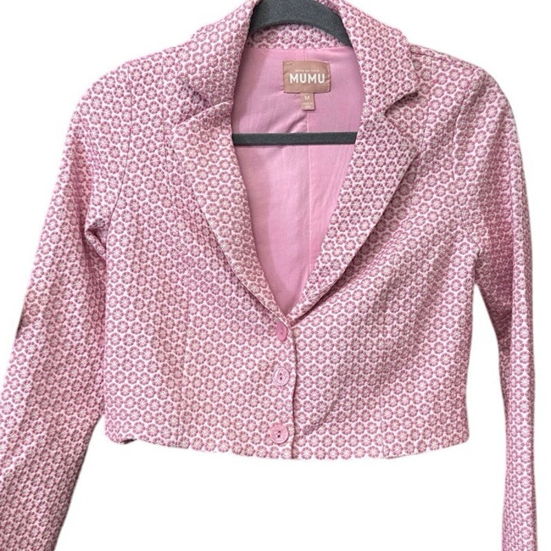 Show Me Your Mumu Pink Daisy Blazer Medium Waldorf Jacket Jacquard