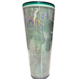 Starbucks 2022 Holiday Mint Winter Woodland Lace 24oz Cold Cup Tumbler