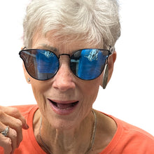 Load image into Gallery viewer, Quay Australia Blue Mirrored Aviator Cat Eye Sunglasses NWT w/ Case Pouch

