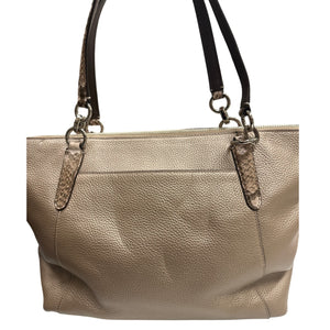 Coach Ava Tote F38878 Metallic Pebble Leather Snake Trim Zip Bag