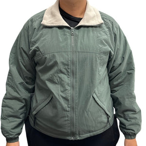 Columbia Core Interchange Jacket Womens Small Green Fleece Lined Zip Up Coat