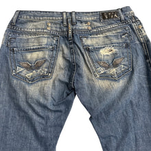 Load image into Gallery viewer, Robin’s Jeans Distressed Denim Wing Back Embroidery Size 40
