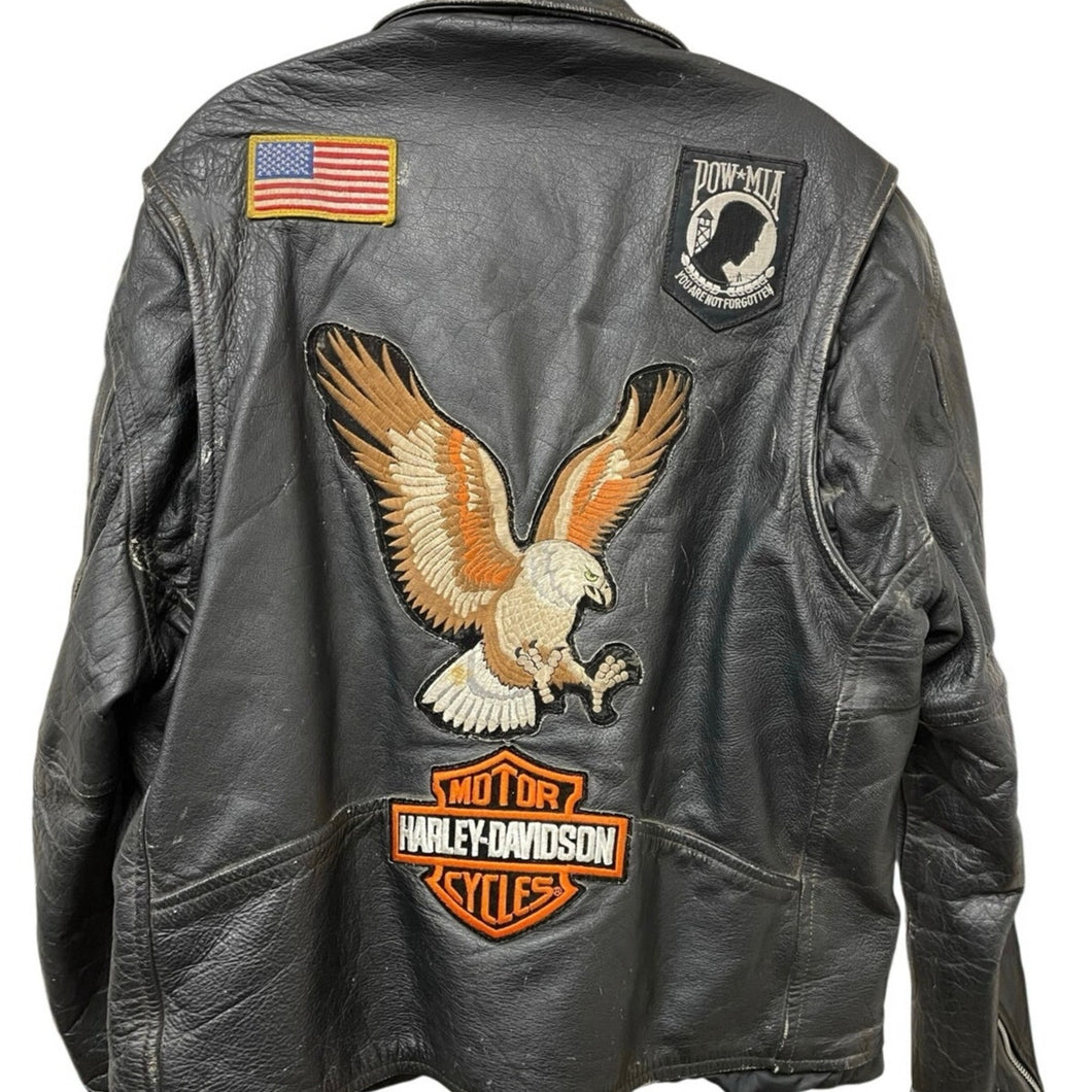 First Genuine Black Leather Jacket Harley Davidson Size 44