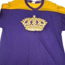 Load image into Gallery viewer, Vintage Bob McCarthy Crown Mesh Hockey Jersey Purple Gold Men’s Medium USA
