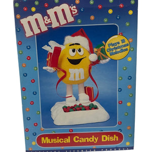 M & M's Musical Candy Dish Yellow Christmas Music Vintage New