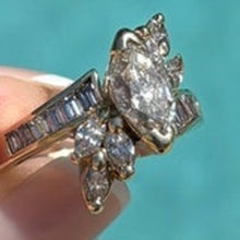Load image into Gallery viewer, Vintage 14K Gold 2.08CTW Marquise Diamond Bypass Ring Size 7 6.01g
