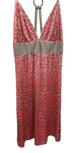 Trina Turk Dress Womens Size 4 Pink/Red Geometric Silk Printed Flamingo