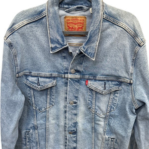 Vintage Y2K Levi’s Trucker Jacket XXL Light Wash Distressed Denim 90s 2000s