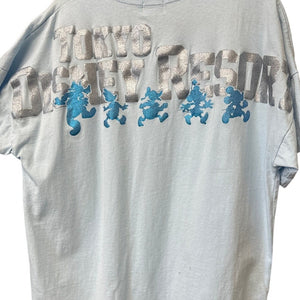 Tokyo Disney Resort Glitter Logo Shirt Light Blue Silver & Blue Mickey