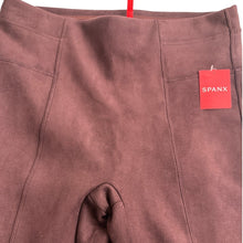 Load image into Gallery viewer, SPANX Faux Suede Leggings Medium Dark Terracotta Merlot Burgundy NWT High Rise
