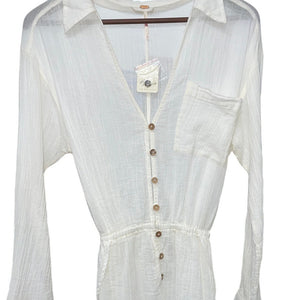 Free People White Gauze Button Blouse Tunic M NWT OB1557293