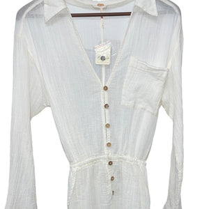 Free People White Gauze Button Blouse Tunic M NWT OB1557293