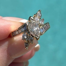 Load image into Gallery viewer, Vintage 14K Gold 2.08CTW Marquise Diamond Bypass Ring Size 7 6.01g
