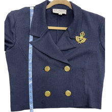 Load image into Gallery viewer, St. John Women’s Navy Double Breasted Cardigan Size 8
