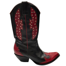 Load image into Gallery viewer, BCBGIRL Western Rodeo Boots 6.5 Black Red Studded Design
