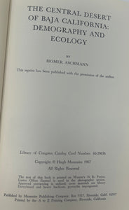 Book - The Central Desert of Baja California Demography and Ecology by Homer Aschmann 1967