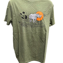 Load image into Gallery viewer, Rhino Graphic Green and Orange T-Shirt Large Vestibull Cape Town
