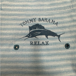 Tommy Bahama Shirt Relax Swordfish Blue Stripe Large Cotton