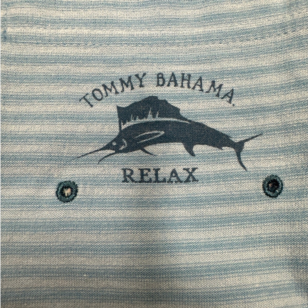 Tommy Bahama Shirt Relax Swordfish Blue Stripe Large Cotton