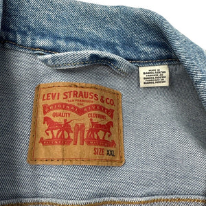Vintage Y2K Levi’s Trucker Jacket XXL Light Wash Distressed Denim 90s 2000s