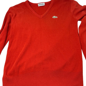 1960s Vintage Izod Lacoste Cashmere Wool V-Neck Pullover Sweater Red