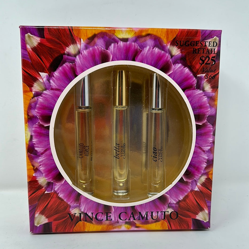 Vince Camuto Perfume Sampler Set New Eau de Parfum 3-pc Rollerball Gift Set - Amore •Bella • Ciao