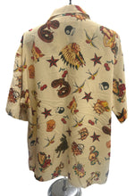 Load image into Gallery viewer, *Sale* Vintage Dragonfly Traditional Tattoo Button Up Shirt 2XL
