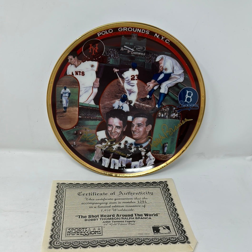 Baseball Collectors Plate “The Shot Heard Around the World” Bobby Thompson and Ralph Branca