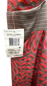 Trina Turk Dress Womens Size 4 Pink/Red Geometric Silk Printed Flamingo